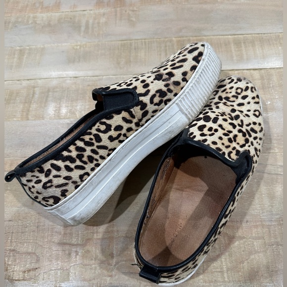 Halogen leopard hair slide on platform shoes espadrille loafers - Picture 1 of 14